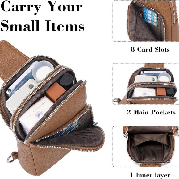 RFID Blocking Sling Bag Leather Crossbody Bags for Women Fanny Pack Cross Body f - Picture 6 of 9